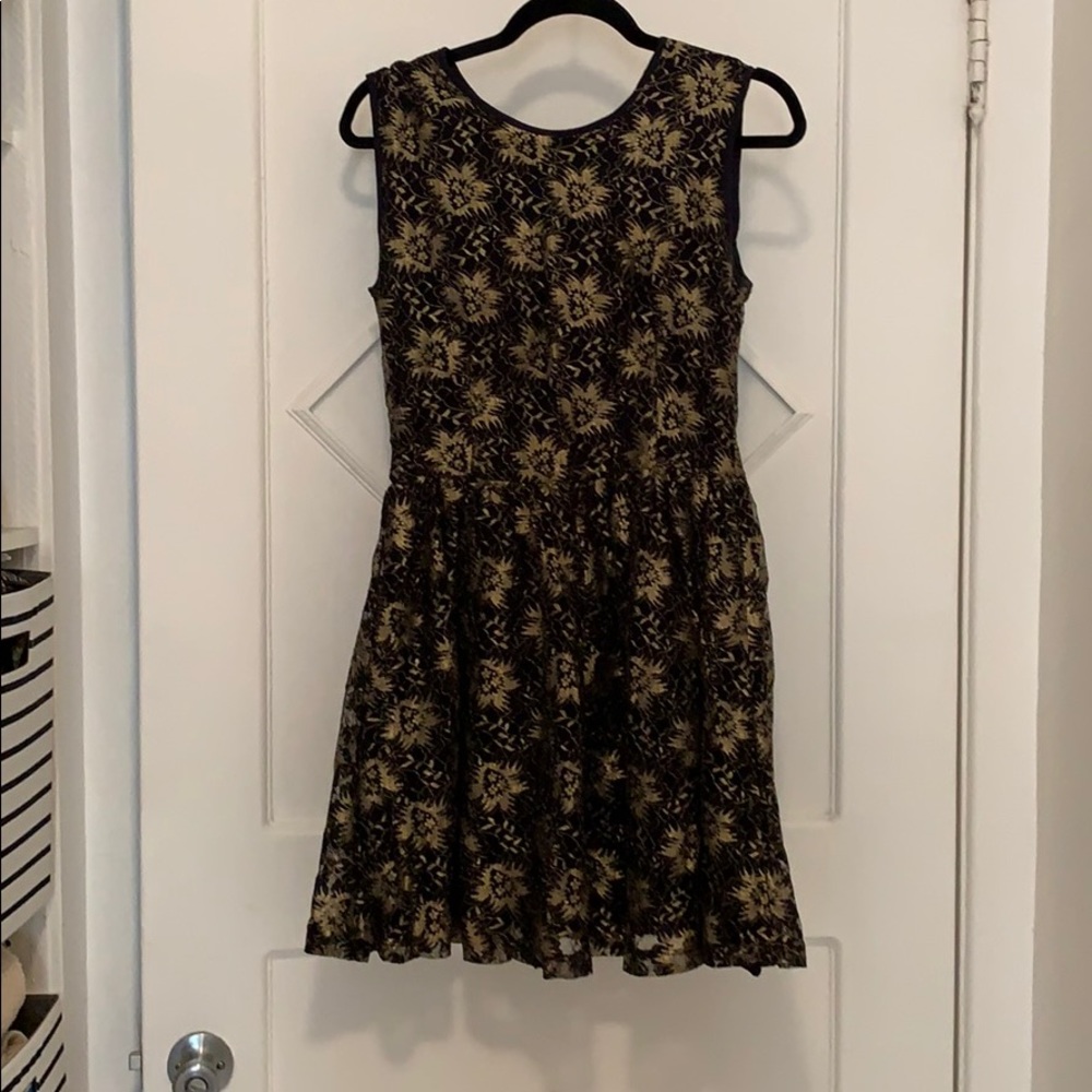 Navy blue fit and flare dress